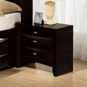 English Elm Black Nightstand with 2 Drawers and Oval Knob Pulls — Solid Wood Transitional Bedside Table, 25.5"W x 17"D x 25.5"H B2741P357509
