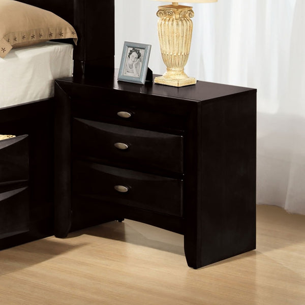 English Elm Contemporary Eastern King Storage Bed Set with Bookcase Headboard in Matte Black Wood B2741S00573