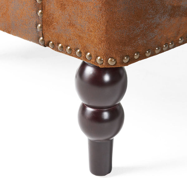 English Elm Christopher Knight Home® - HARRISON Tufted Club Chair with Diamond-Stitched Back, Nailhead Trim and Turned Birch Legs for Comfort and Style Brown 53444.00MF