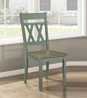 English Elm Modern Two-Tone Side Chairs Set of 2 Graywash Seat with Black Wood X-Back Farmhouse Dining Seating Teal 42 L x 20.5 W x 10.5 H B011P401430