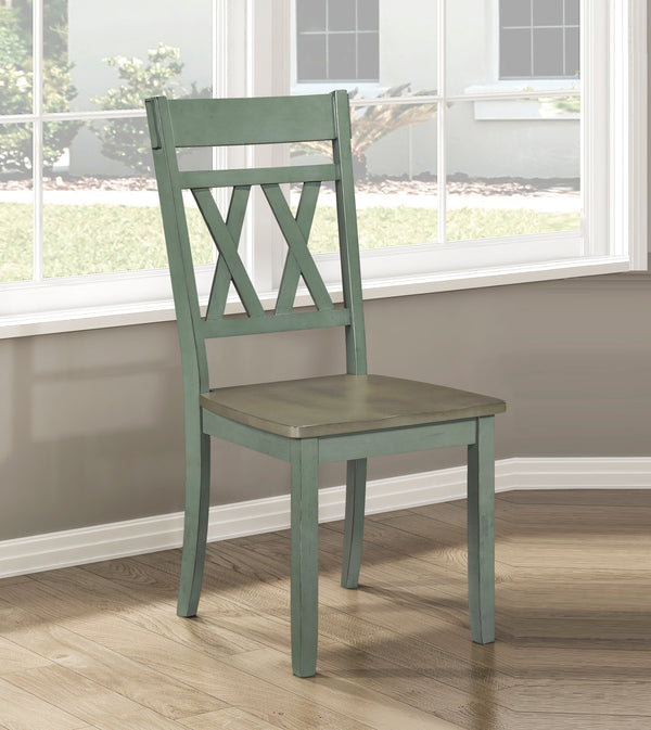 English Elm Modern Two-Tone Side Chairs Set of 2 Graywash Seat with Black Wood X-Back Farmhouse Dining Seating Teal 42 L x 20.5 W x 10.5 H B011P401430