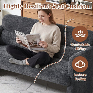 English Elm Best-selling Boucle Cloud Loveseat Velvet Upholstered 2 Seater with Lumbar Pillow Dark Gray W1765P334061