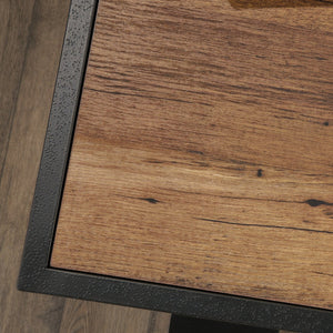 English Elm L-Shaped Desk With Durable Metal Frame And Efficient Storage, Perfect For Modern Home Offices B356P402608