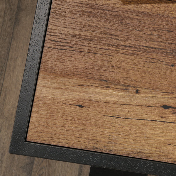 English Elm L-Shaped Desk With Durable Metal Frame And Efficient Storage, Perfect For Modern Home Offices B356P402608
