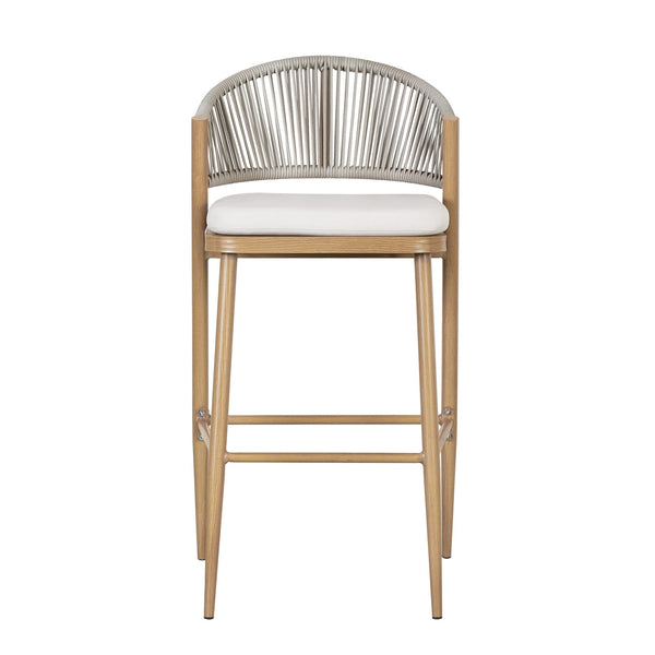 English Elm Christopher Knight Home® - Outdoor Scallop-Back Barstools Set Of 2 - 30.25" Seat Height, Maple Finish, Durable Aluminum Frame N772P245120W