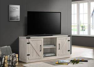 English Elm Salerno Farmhouse Media Console with Barn Doors Open Shelves and Cable Management B2749P413247