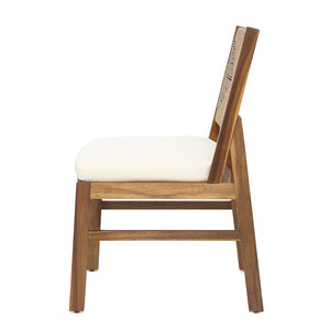 English Elm Outdoor Expandable Acacia Wood Patio Dining Set with Wicker Chairs and Cream Cushions N773OD00126B