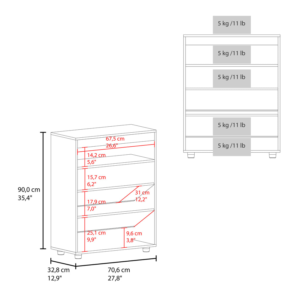 English Elm FM North Fork Shoe Rack with Pneumatic Lift-Up Compartment, Dual Doors, Scratch-Resistant Oak White Finish B128P301388