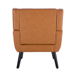 English Elm Modern Soft Leather Accent Chair with Ergonomic PU Upholstery, Solid Wood Black Legs, 250lb Capacity, Compact Living Room Seat W676P174742