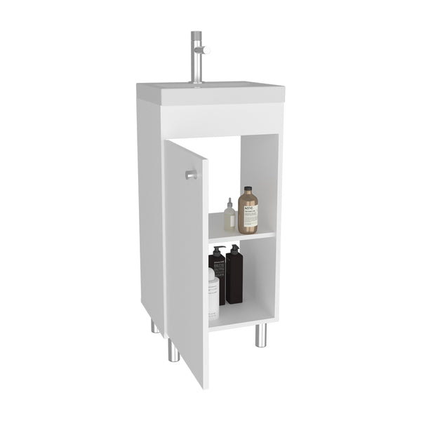English Elm Rivera Freestandin 84cm White Bathroom Vanity Cabinet with Single Door, Open Shelf, MDF Modern Design B070P337049