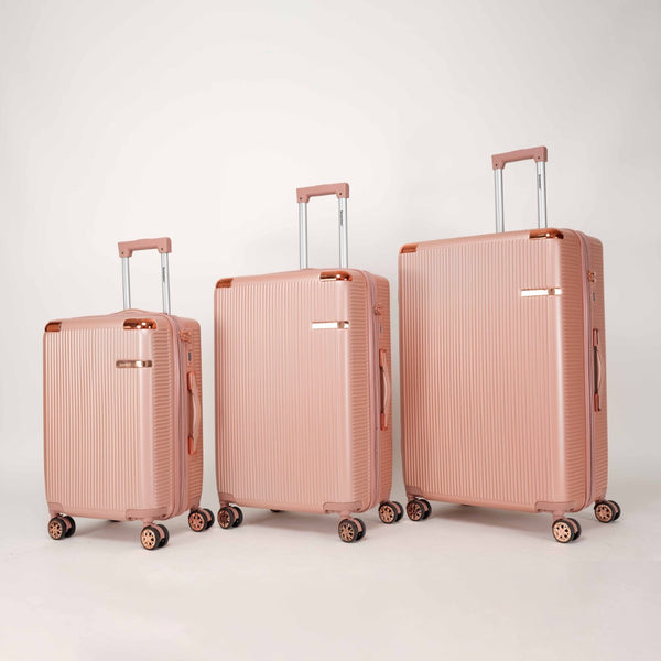 English Elm 4-piece Hard Shell Abs Spinner Luggage Set with Built-in Lock and Telescoping Handle Rose Gold T3292P337794