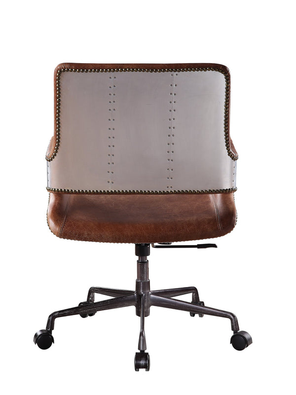 English Elm Vintage Cocoa Swivel Office Chair — Top-Grain Leather, 360° Rotation, Adjustable Height, Luxurious Comfort B062P215476
