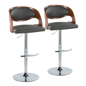 English Elm Pino Adjustable Barstool Set Of 2 - Mid-Century Modern Swivel Design With Chrome & Walnut Finish B202S00991-GIGA
