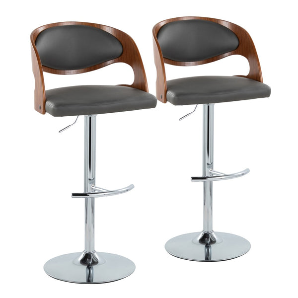 English Elm Pino Adjustable Barstool Set Of 2 - Mid-Century Modern Swivel Design With Chrome & Walnut Finish B202S00991-GIGA
