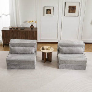 English Elm Compression Modular Sofa Bed - Versatile Mahjong Design, Soft Fleece, No Assembly, 2 Pillows Included! W3723S00048