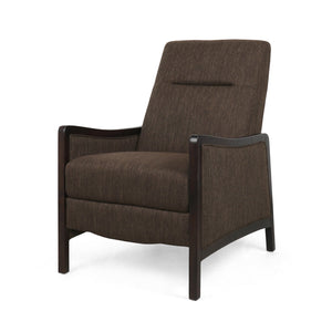 English Elm Christopher Knight Home® - Fabric Recliner Chair Mid-Century Push-Back Upholstered Armchair with Thick Cushion and Birch Frame Brown 70449.00BRN