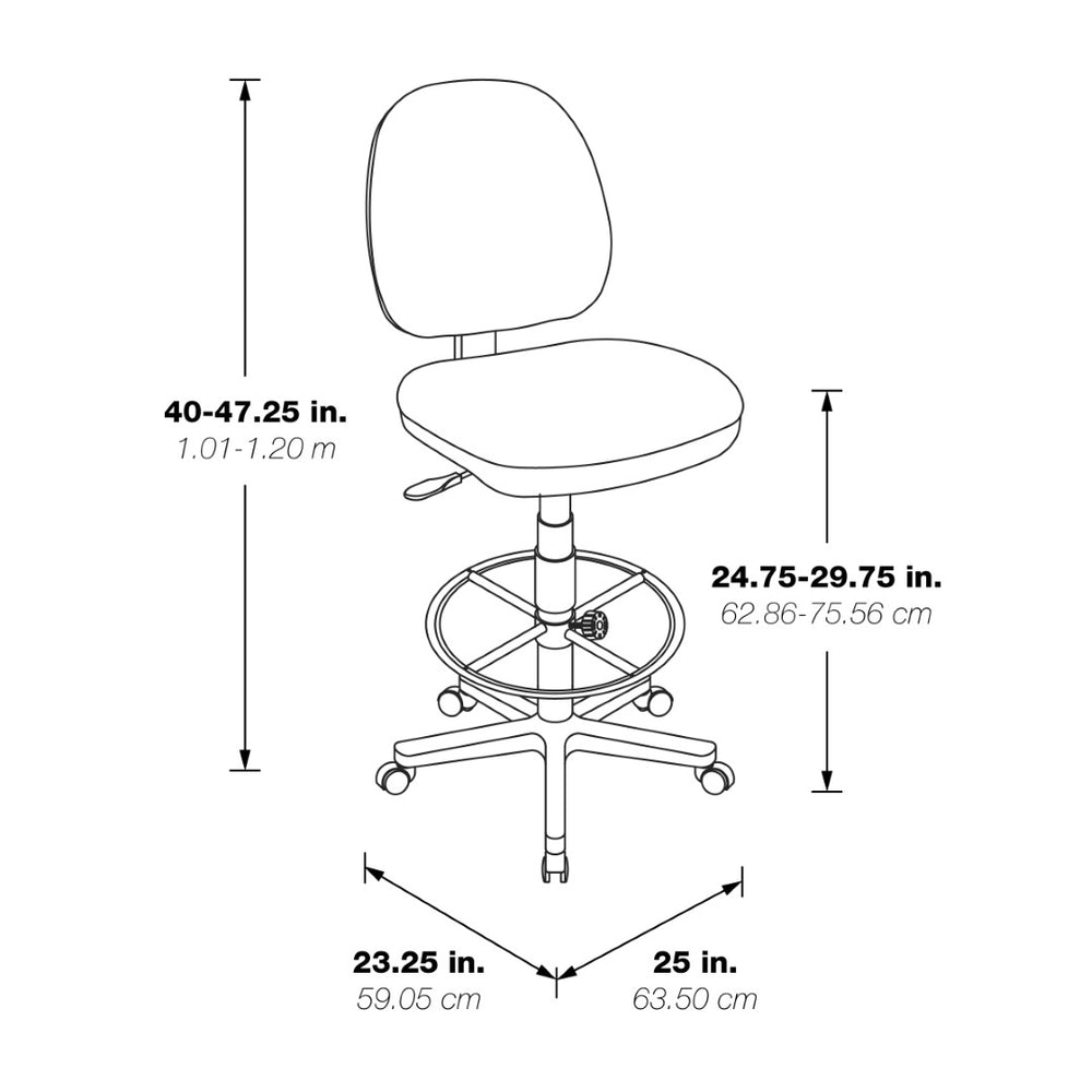 OSP Home Furnishings Drafting Chair and Stool Kit Ergonomic Fabric Seat with Lumbar Support for Standing Desks B Grade Fabric DC630-B