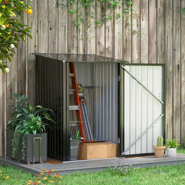English Elm Outsunny Galvanized Steel Lean to Outdoor Storage Shed with Lockable Ventilated Design W2225P217229