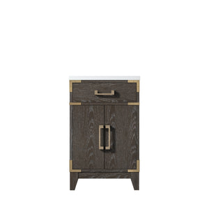 English Elm Brown Oak Single Bath Vanity 20" W X 18" D, Durable Acrylic Top, Soft-Close Cabinet & Classic Style B2731P259731