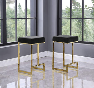 English Elm 25 in Backless Faux Leather Counter Stools with Brushed Gold Sled Base Set of 2 Black+Gold B011P497735