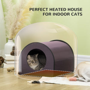 English Elm Pawhut Insulated Dome Cat Shelter Heated Fleece Bed Waterproof Winter Pet House W2225P249718