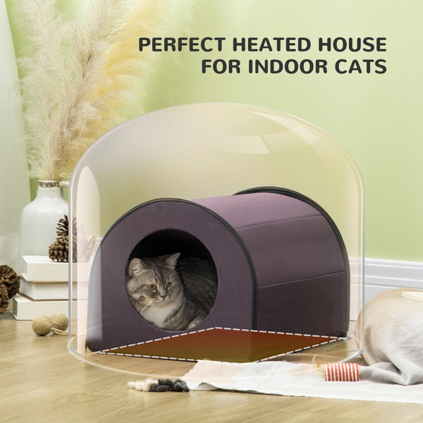 English Elm Pawhut Insulated Dome Cat Shelter Heated Fleece Bed Waterproof Winter Pet House W2225P249718