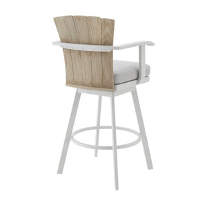 English Elm Hazel Outdoor Swivel Counterstool Powder Coated Aluminum Teak Accents Weather Resistant B2736P464819