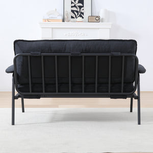 English Elm The 53-inch sofa with durable metal frame and sponge cushions, space-saving American-style comfort for studio living Black W3371P309476