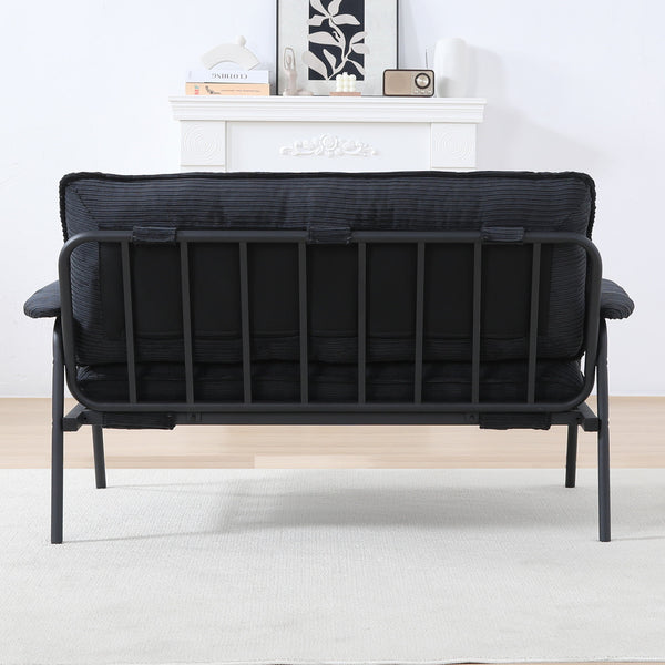 English Elm The 53-inch sofa with durable metal frame and sponge cushions, space-saving American-style comfort for studio living Black W3371P309476