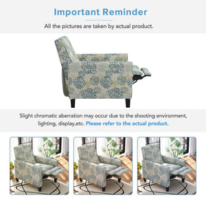 English Elm Christopher Knight Home® - 27.5" Push Back Recliner with Beech Legs, Deep Ergonomic Seat & Extendable Footrest for Rooms Blue N763P256508C