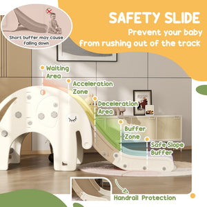 English Elm Qaba Elephant Toddler Slide Climber with Basketball Hoop for Playroom Fun W2225P229338