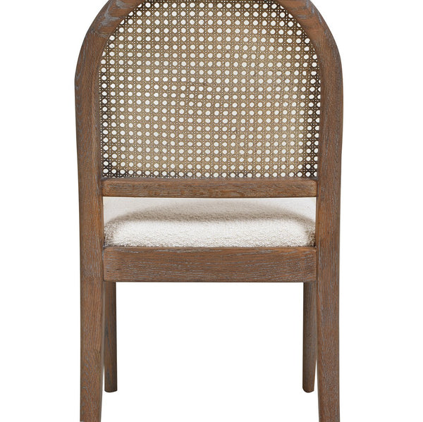 English Elm Jennifer Taylor Home - Panama Curved Resin Cane Rattan Side Dining Chair Set of 2 with Oak Frame & Charcoal Boucle Upholstery White B2719P238359