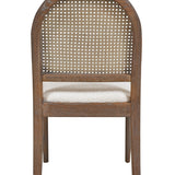 English Elm Panama 18.5" Curved Cane Rattan Side Dining Chair, Set Of 2, Ivory White Boucle