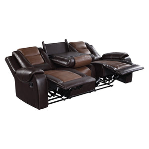 English Elm Modern Faux Leather Reclining Sofa with Console Cup Holders for Living Room B011P228564