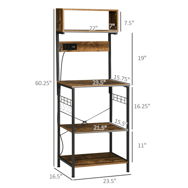 English Elm HOMCOM Mobile Kitchen Island Cart with Solid Wood Top, Drawer, Cabinet & Towel Rack for Dining Room Rustic Brown W2225P217421
