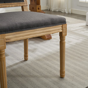 English Elm French Louis Dining Chair Set of 2 with Rattan Back, Solid Wood Carved Frame, Linen Upholstery, 300lb Capacity Gray W1143P325858