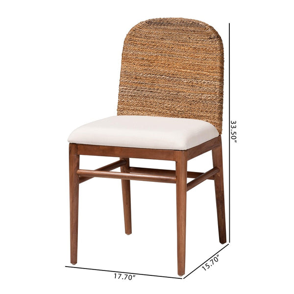 English Elm Modern Seagrass Woven Acacia Wood Dining Chair Set Bohemian Organic Style B2750P467712
