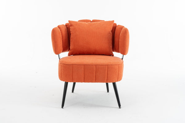 English Elm Decorative Chenille Barrel Tub Chair with Pocket Coil Cushion for Cozy Reading Nooks Orange W5188P462023