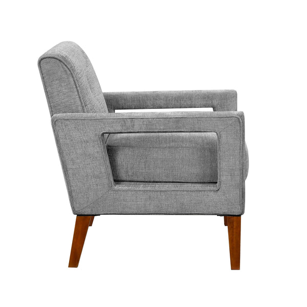 English Elm Modern Luxury Chenille Upholstery Wingback Accent Chair with Diamond Stitching, Gold Metal Legs and Reversible Cushion for Durable Comfort and Style Gray 31.5 L x 29.25 W x 17.5 H B011P308545