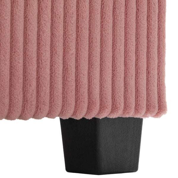 English Elm UNITED Corduroy L-Shaped Sectional Sofa with Storage Ottoman, USB Ports, Cup Holders & LED Lighting Pink W1568P332401