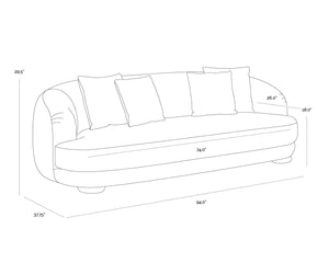 Sunpan VALENTINA Sofa - Plush Kona Camel Upholstered Curved Seating for Modern Living Rooms & Lounges 112346