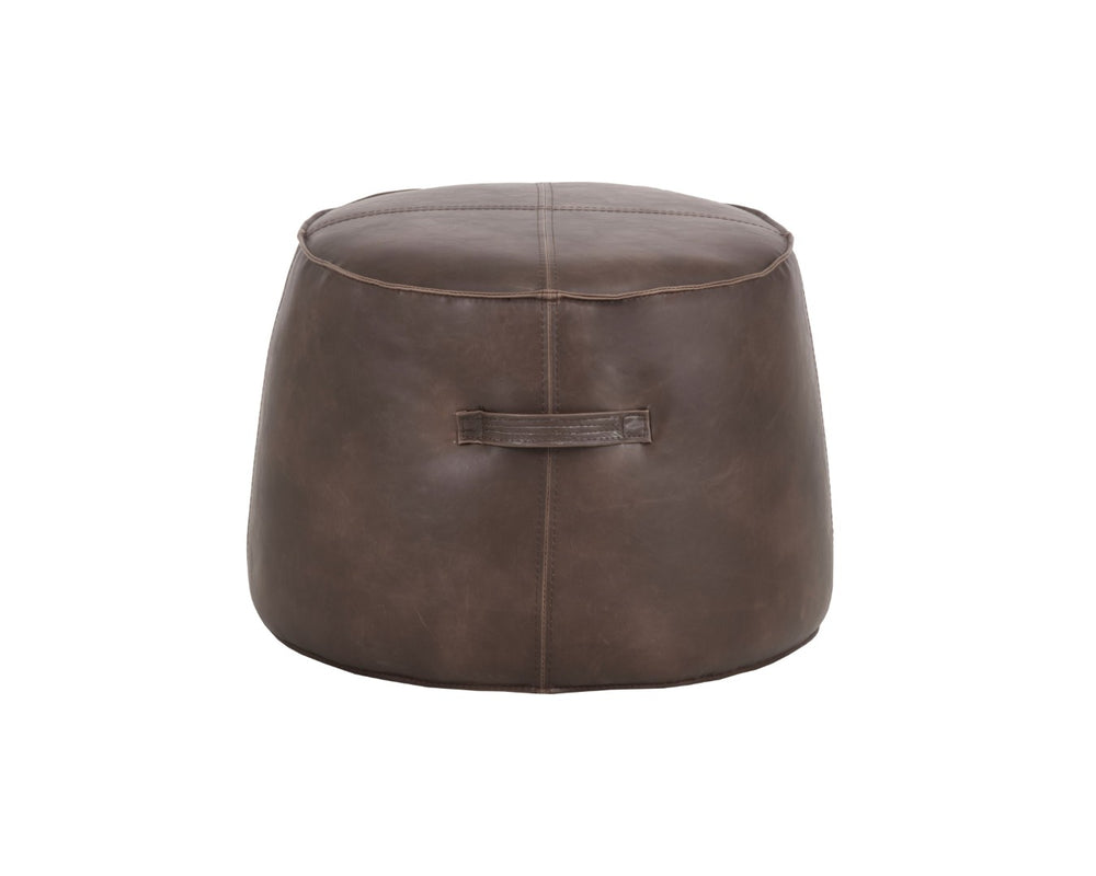 Sunpan MITCHELL OTTOMAN - Stylish Vintage Faux Leather with Decorative Handle for Modern Living Spaces Dark Brown 102833V