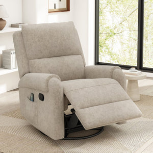 English Elm Manual Recliner Swivel Rocker Massage Chair Chenille Nursery and Living Room Seat Oatmeal N763P347287O