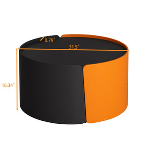 English Elm Nesting Modern Round Coffee Table Set with Sliding Extendable Top, Space-Saving MDF Design, 66lb Capacity Black W757P186977