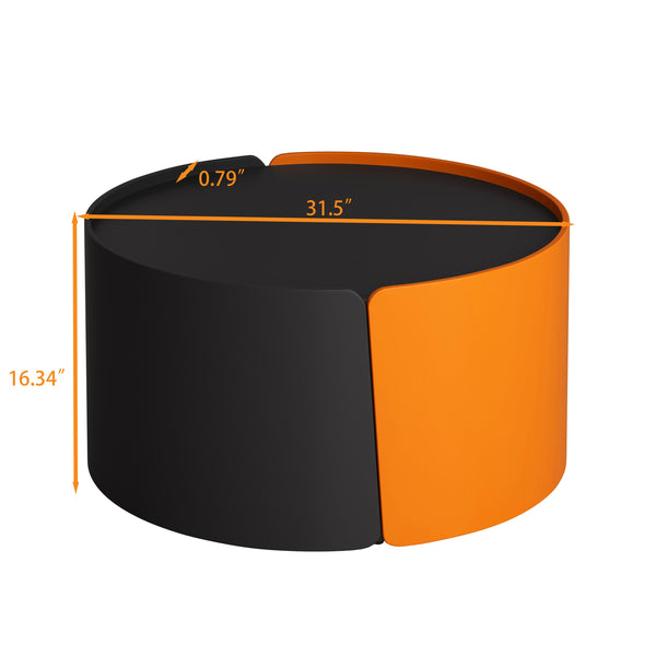 English Elm Nesting Modern Round Coffee Table Set with Sliding Extendable Top, Space-Saving MDF Design, 66lb Capacity Black W757P186977