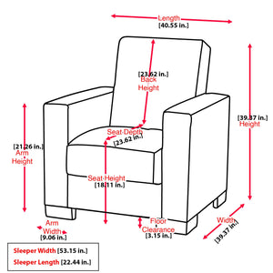 English Elm PrimeNest Timberline Convertible Upholstered Armchair with Storage & Sleeper, Chenille Comfort Seat Brown,Gold+Black,Off White B030P286214