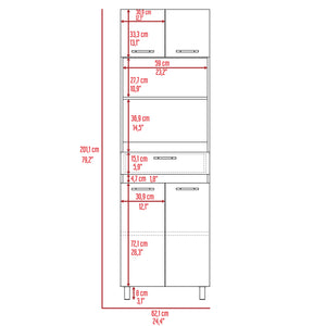 English Elm Auburn Microwave Pantry Cabinet with Drawer, Two Cabinets & Open Shelves, Spacious Top Surface B128S00132