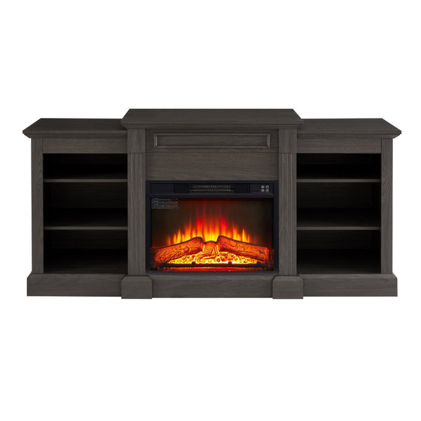 English Elm Media Console with Built-in Electric Fireplace Spacious Mdf Cabinet for Large Tvs W1758S00029