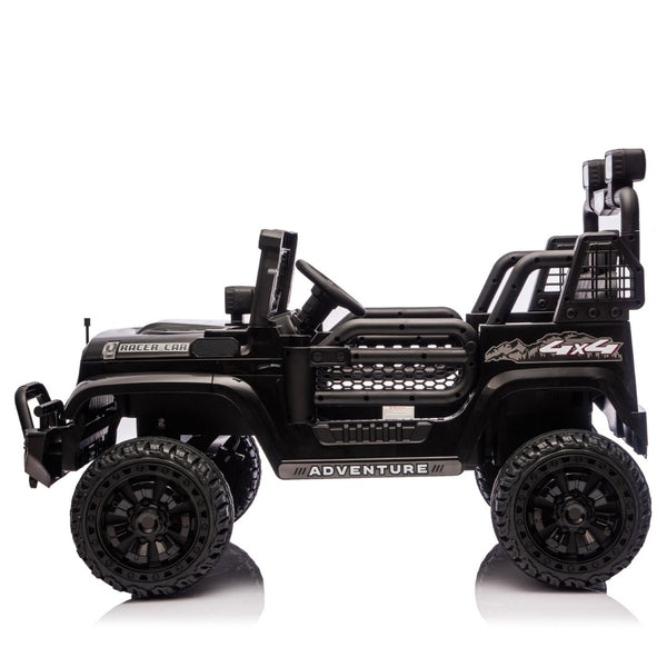 English Elm 24v Dual Motor Two Seat Kids Electric Ride on Car with Remote Control and Bluetooth Audio Black W1578P305897