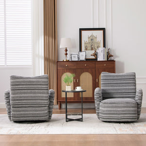 English Elm Modern Boucle 360° Swivel Leisure Chair with High‑Resilience Sponge, Supportive Curve, 550lb Capacity Dark Gray W395P355513
